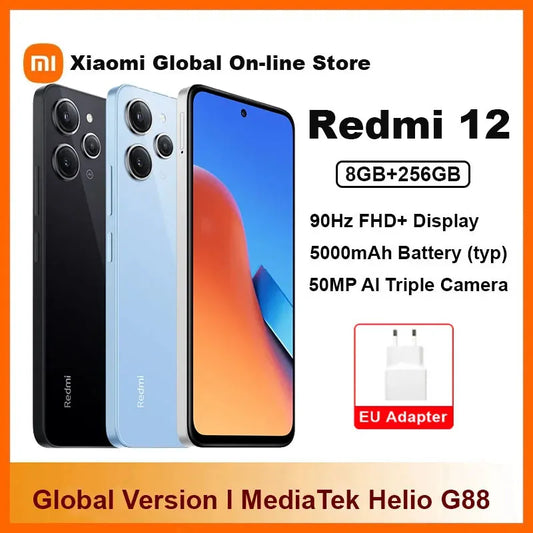 Global Version Xiaomi Redmi 12 Smartphone MTK Helio G88 18W Charger 5000mAh Battery 90Hz Display 50MP AI Triple Camera Cellphone