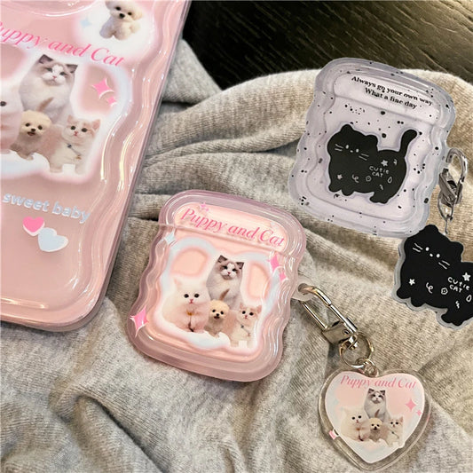 Ins 3D Cute Cartoon Cat Wase Case For Apple Airpods Pro 2nd Bluetooth Headphone Cover For AirPods 1 2 3 Protective Case Keychain