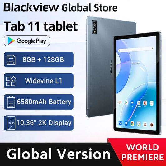 【World Premiere】Blackview Tab 11 Tablet Pad 8GB+128GB 10.36" 2K Display Octa Core Android 11 Widevine L1 6580mAh 460g In Stock - ShopMyNet