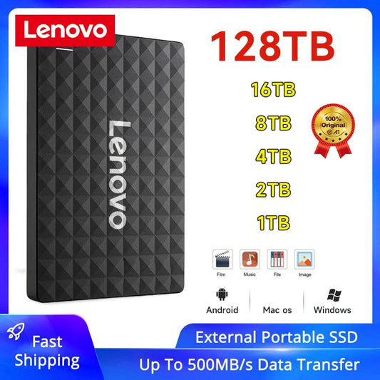 Lenovo Portable SSD 16TB Mobile Solid State Drive 2TB High-Speed External Storage Decives Type-C USB 3.0 Interface For Laptop